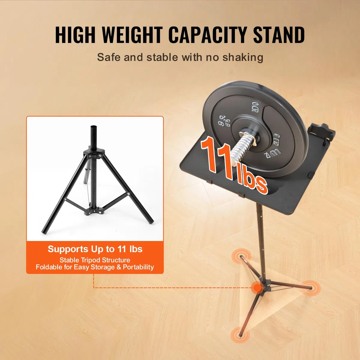 VEVOR Supporto per Proiettore e Laptop, Treppiede Regolabile Altezza 685-1600 mm, Supporto per Treppiede per Proiettore con Vassoio e Supporto a Collo di Cigno, per Film all'Aperto, Casa, Ufficio