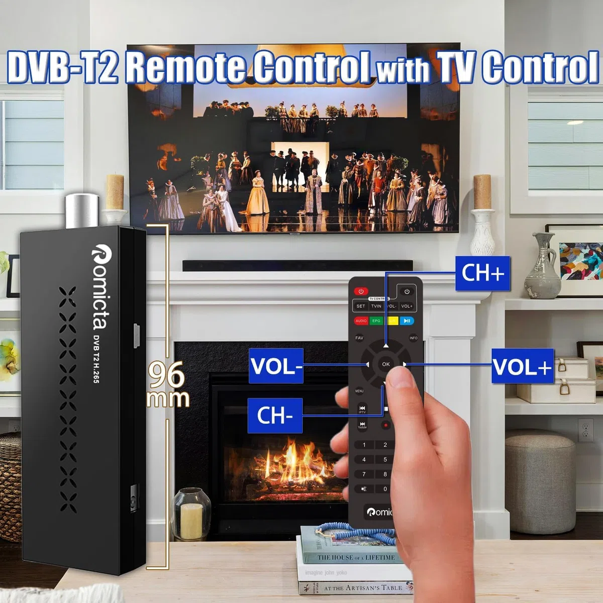 Romicta Decoder DVB-T2, Decoder Digitale Terrestre 2024 con 1 Anno di lP.TV Gratuito, Sintonizzatore DVB-T2 HD HDMI, Risoluzione 1080P H265 HEVC a 10 bit, Supporta USB, WiFi, PVR, LCN,YouTube e Tiktok