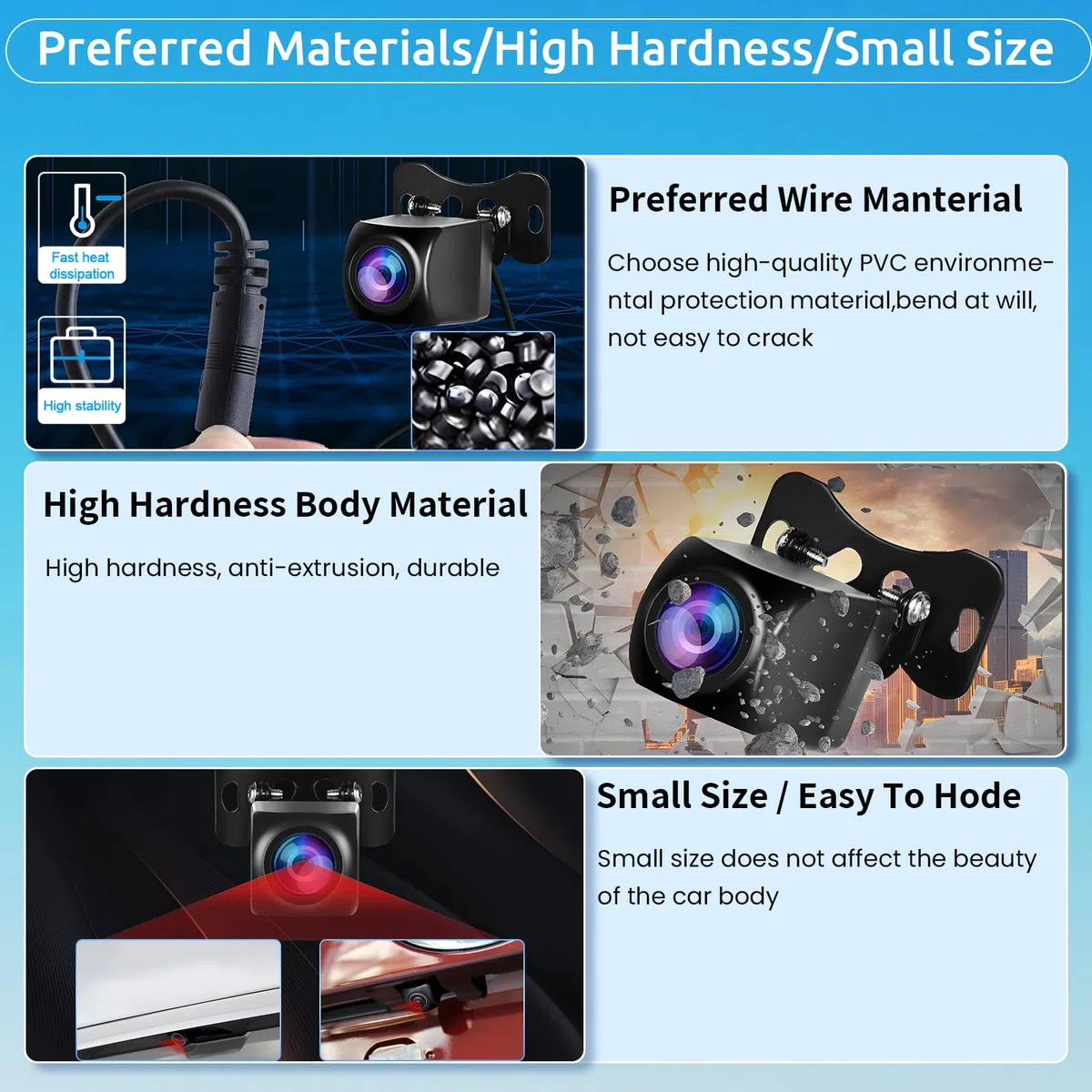 AHD Telecamera Posteriore per Autoradio Portatile, Telecamera Retromarcia Impermeabile IP69 per Visione Notturna per Schermo Carplay, Fotocamera a 4 pin per Autoradio,con Cavo di Prolunga da 15 m