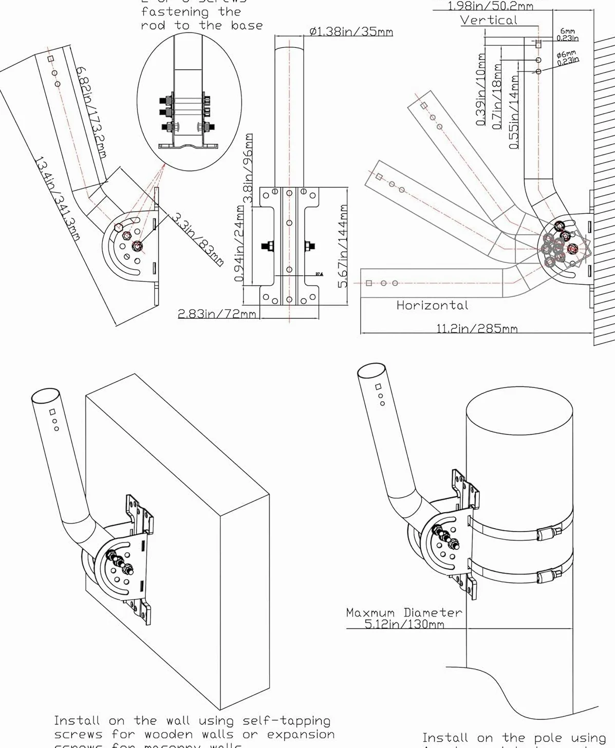 antenna a perno rinforzato - Asta J-Tube in mastello pieno (3,5 cm x 30 cm), ideale per installazioni su pareti, grondaie o tetti. Compatibile con punti di accesso esterni e ripetitori WiFi