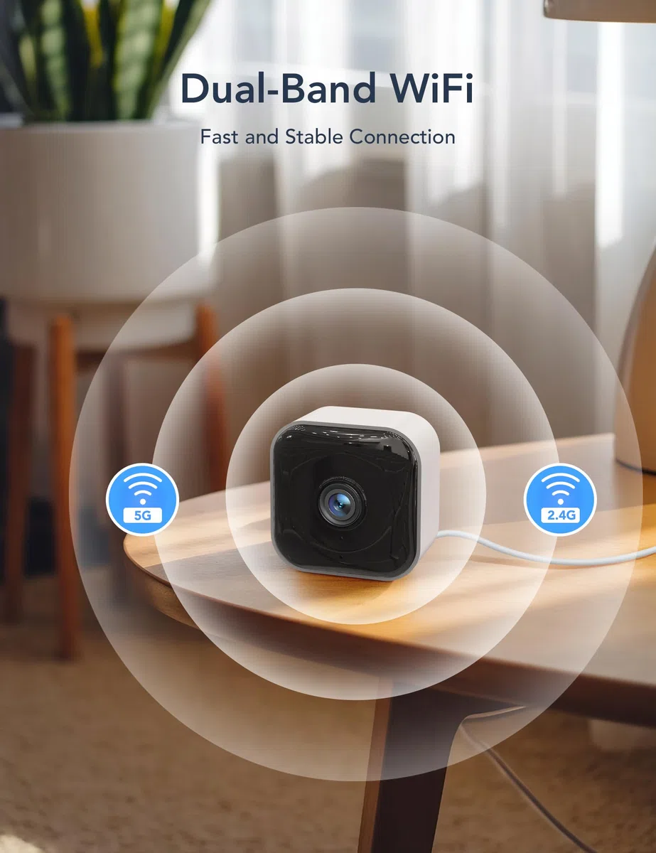 GNCC 2K 3MP Telecamera WIFI Interno Supporta 2.4G/5G WiFi, Videocamera Sorveglianza Interno Wifi, Mini Camera, Visione Notturna a Infrarossi, Rilevamento del Movimento e Citofono Bidirezionale, Kit 2