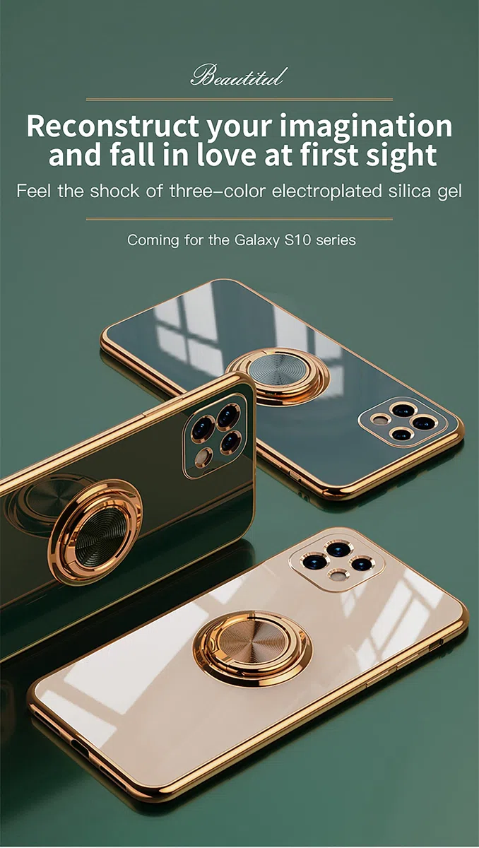 Custodia per Samsung Galaxy A22 5G, Cover Elegante Case Silicone TPU Morbida Sottile Slim Colorata Antiurto Custodia con Anello Ring Magnetica Supporto per Samsung Galaxy A22 5G-Rosa Chiaro