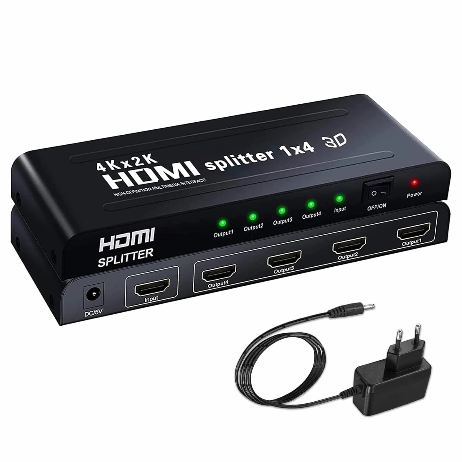 Splitter HDMI 1x4, Ripartitore HDMI 1 Input 4 Ouput, Divisore HDMI 3D 4K 1080P Full HD per HDTV STB PS3 DVD Multmedia PC ect.
