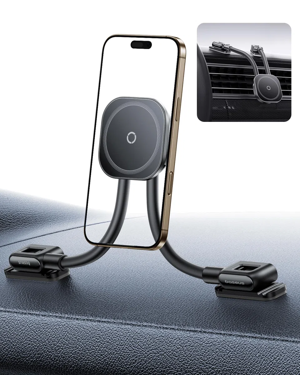 Baseus C03s Supporto per Cellulare Auto Magnete, Magnetico Magsafe Supporto per Telefono Auto con 2 bracci flessibili, Porta Universale per Telefono 20N Compatibile con iPhone Samsung