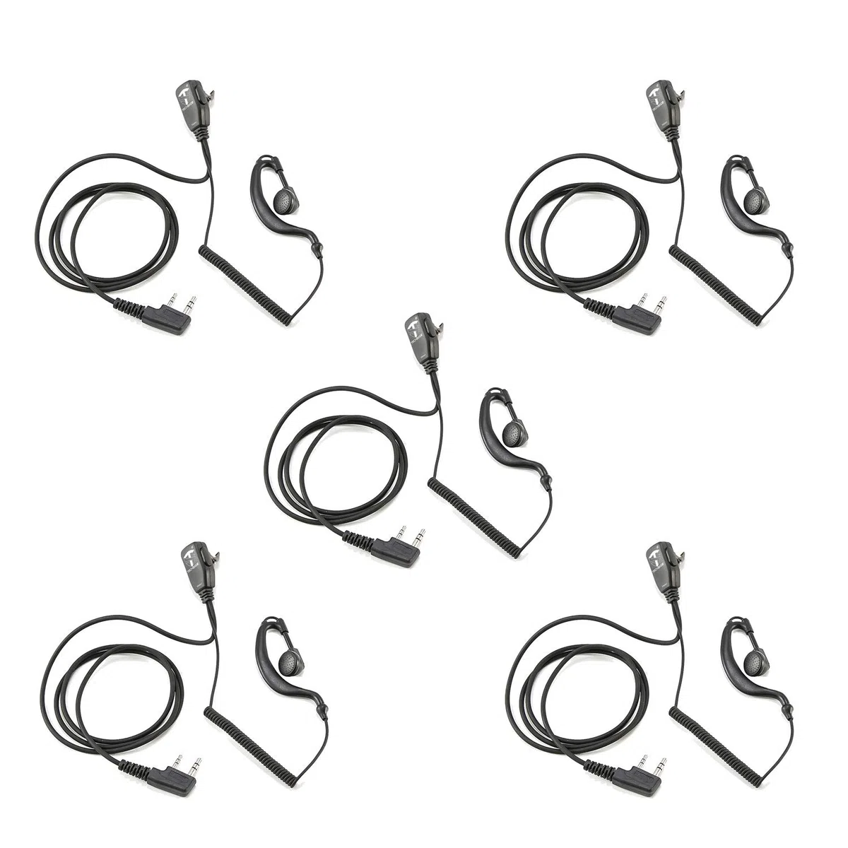 TechSide TSAU-M+ Microfono Auricolare Avvolgente 2 pin Midland | Radio ricetrasmittenti | Compatibile G7 pro G8 G9 pro M24 plus M48 M99 G6 XT G7 XTR ICOM Intek | Vigilanza Sicurezza SoftAir (5 Pz)