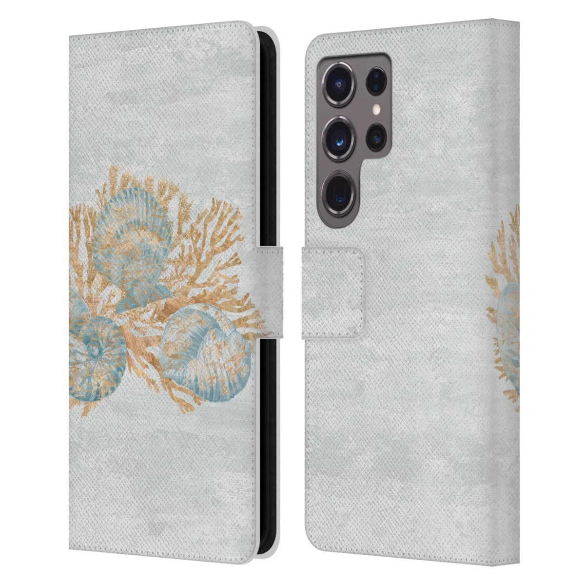Head Case Designs Licenza Ufficiale Paul Brent Conchiglie Creature Marine Custodia Portafoglio in Pelle Compatibile con Samsung Galaxy S24 Ultra 5G