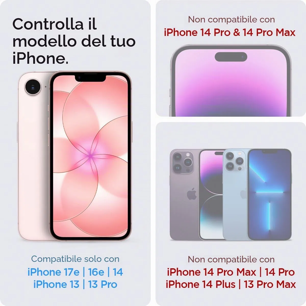 Spigen Glas.tR EZ Fit Vetro Temperato compatibile con iPhone 17e, iPhone 16e, iPhone 14, iPhone 13, iPhone 13 Pro, 2 Pezzi, Cristallino, Durezza 9H Pellicola prottetiva