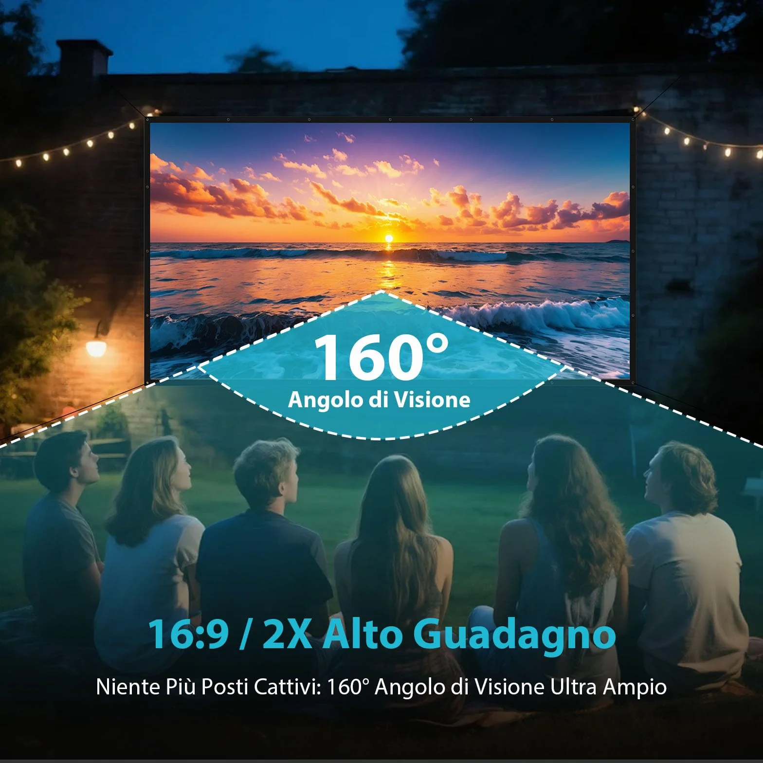 Schermo Proiezione 60 Pollici Esterno: LEORFI Sfondo Nero Migliorato Opaco - Schermo Proiezione Portatile Interno - Telo Proiettore Pieghevole Lavabile per Home Cinema - Con Borsa Trasporto