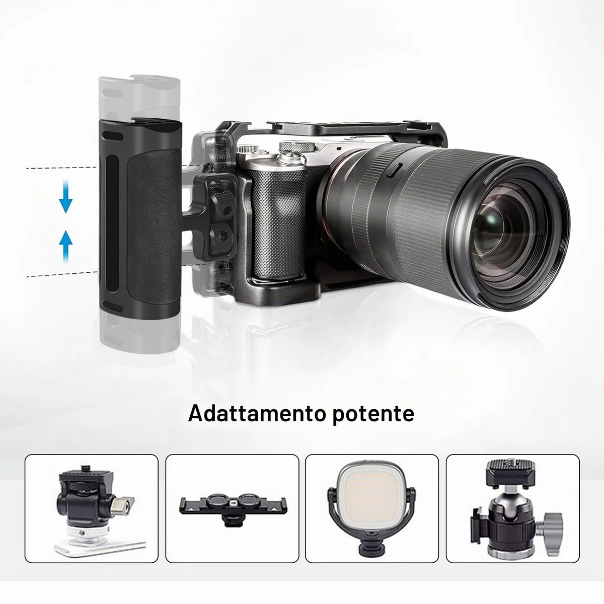 Maniglia sinistra destra regolabile maniglia maniglia maniglia laterale Mini con interfaccia scarpa Fredda e supporto a vite 1/4 "-20 per Gabbia fotocamera digitale