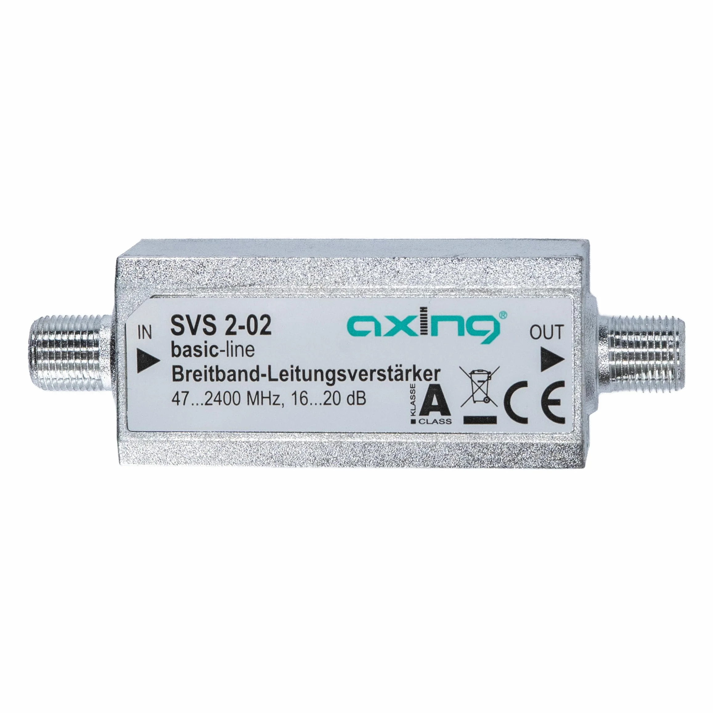 Axing SVS 2-02 Amplificatore di Linea per Segnali Satellitari e Antenna, 20 dB, 47-2400 MHz