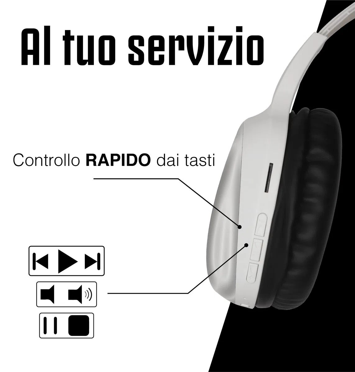TECHMADE Juventus - Cuffie Senza Filo Cuffie Wireless Over-Ear, Cuffie Bluetooth Regolabili, Cuffie con Microfono Incorporato, HiFi Stereo, Micro SD Slot, per iPhone/Android/Viaggio/PC