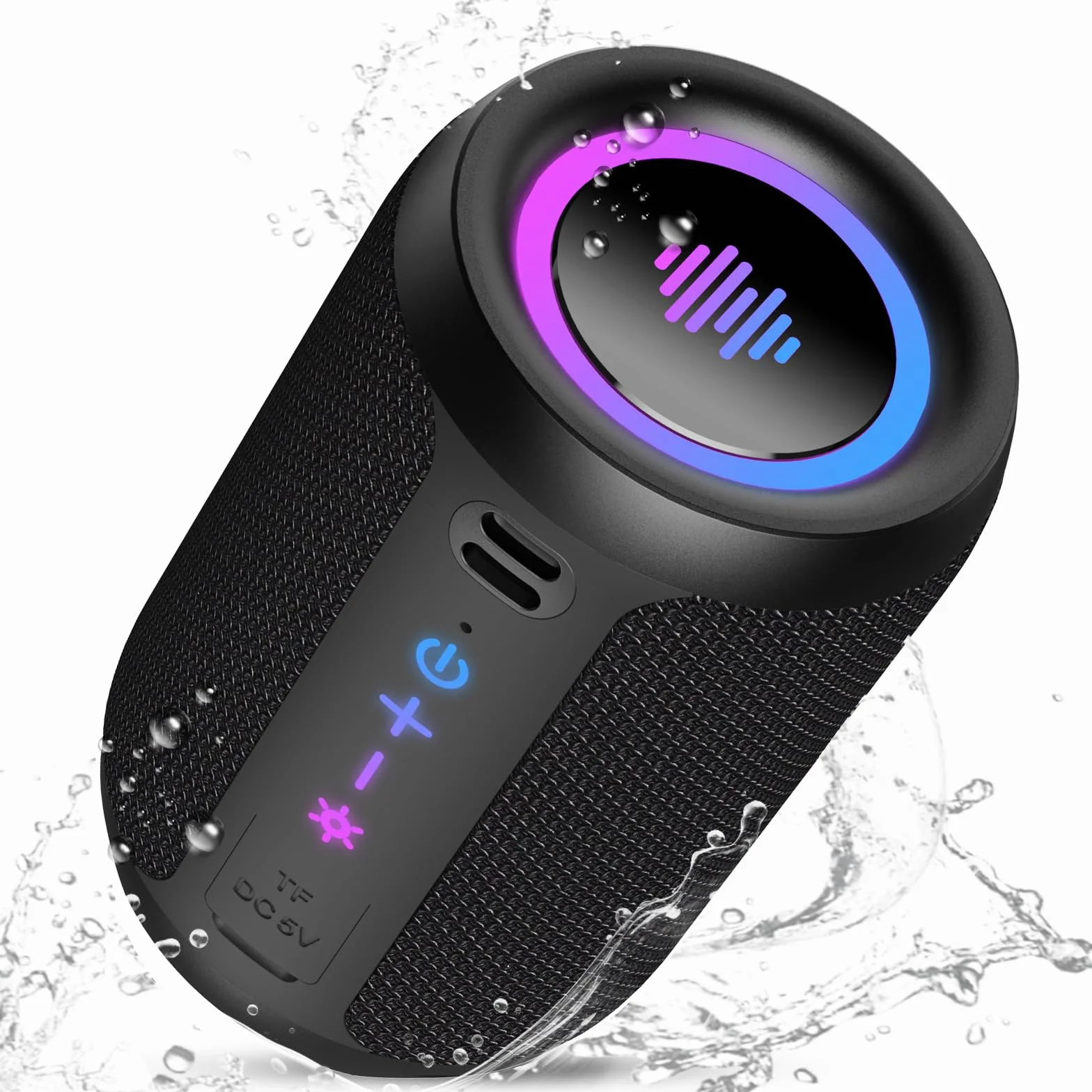Cassa Bluetooth Portatile Potente 15W, Mini Altoparlante Bluetooth 5.4, Accoppiamento TWS, Bassi Potenti, IPX7 Impermeabile, Luci LED Colorate, 12 Ore di Autonomia, Speaker Bluetooth da Esterno Feste