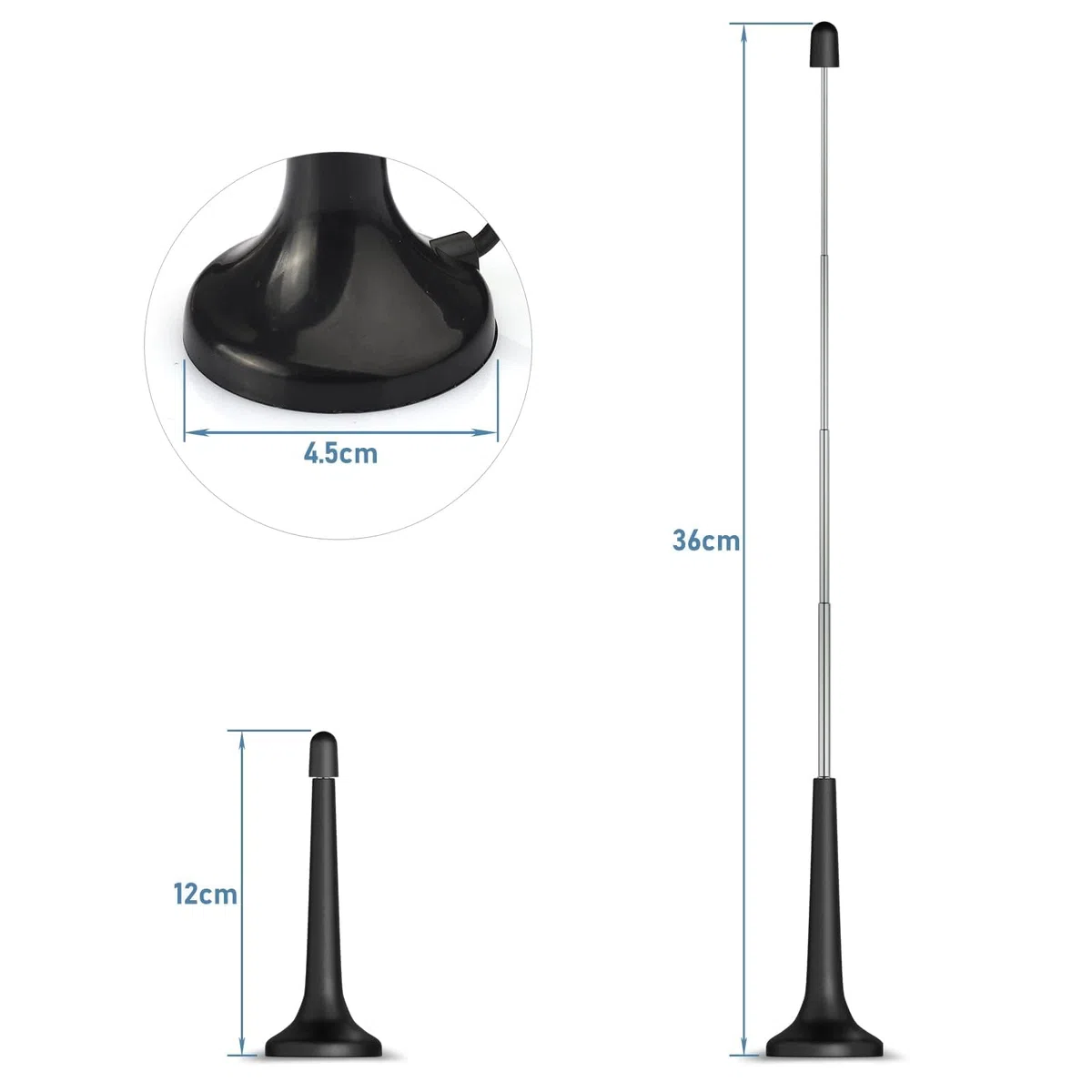 Bingfu Antenna Radio FM DAB Interni 75 ohm Base Magnetica Telescopica Cavo Prolunga da 3 m per Ricevitore Audio Video Casa