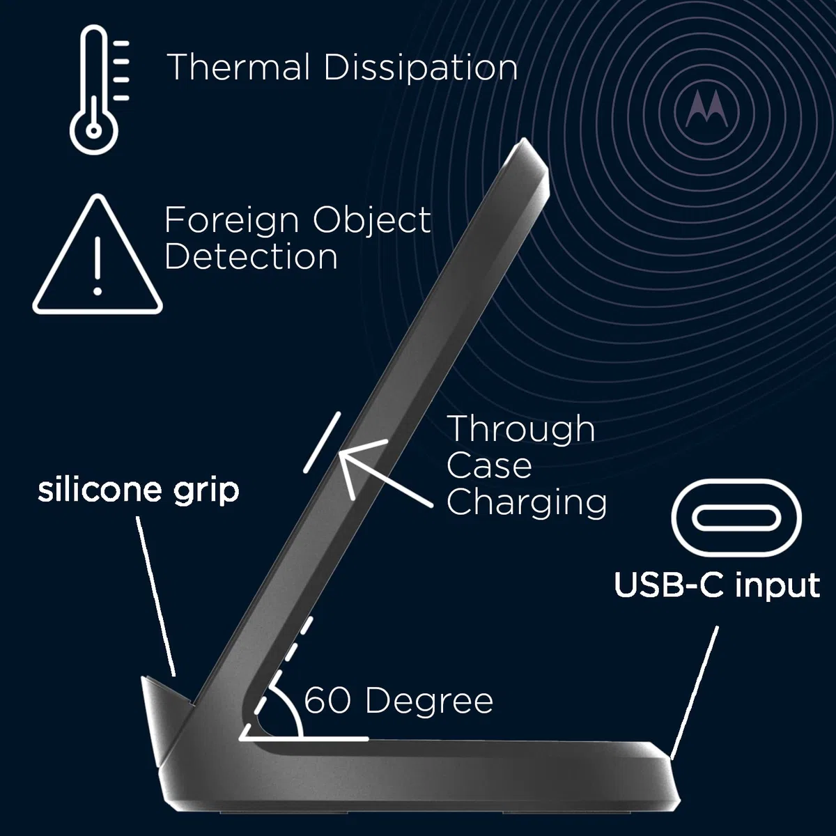 Motorola Chargers - TURBOPOWER 15W WIRELESS STAND compatibile con dispositivi Samsung, iPhone, Hauwei, Oppo, Xiaomi Qi prodotti da Motorola