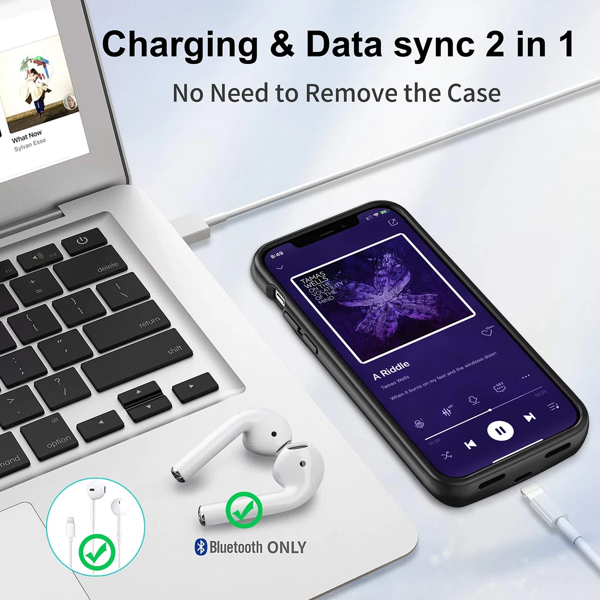 Custodia con batteria per iPhone 13 Mini, 6800 mAh, custodia protettiva ultrasottile portatile con ricarica intelligente