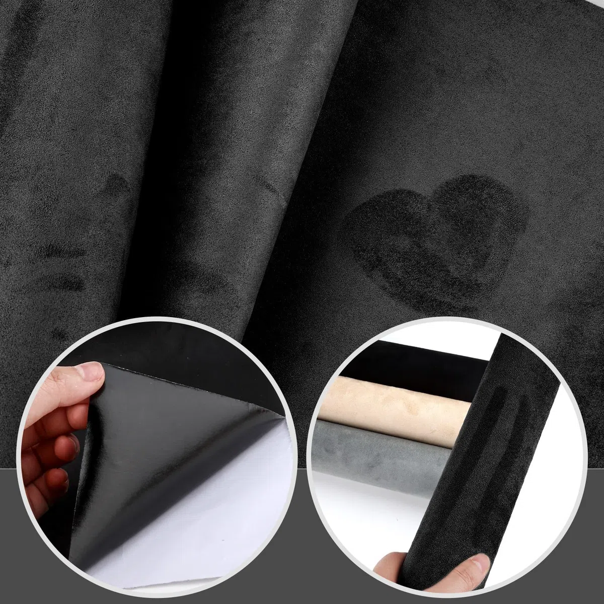 Tessuto Cielo Auto Adesiva 200x40 cm, Tessuto Autoadesivo in Microfibra Bianco, Pellicola Velluto Alta Densità, Elasticizzato Adesivo Pelle Scamosciata per Cruscotto Interni Auto Cassetto
