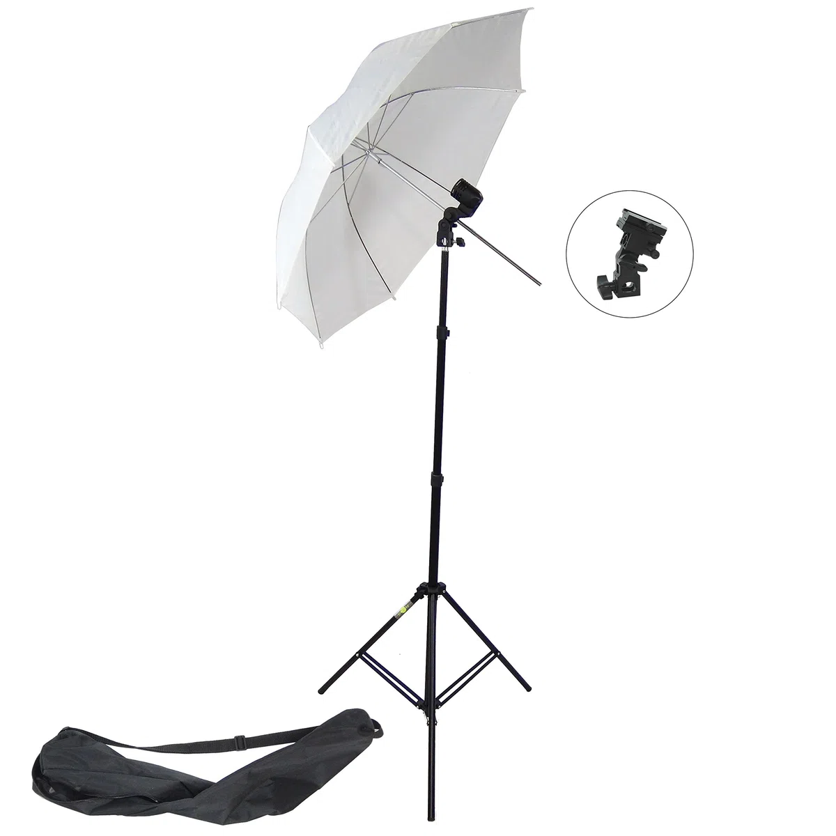 DynaSun Kit W988S Set Studio con Supporto Cavalletto Stativo, Portalampada Adattatore per Flash a Slitta e Ombrello per Illuminatore Luci Flash per Foto Video, Nero