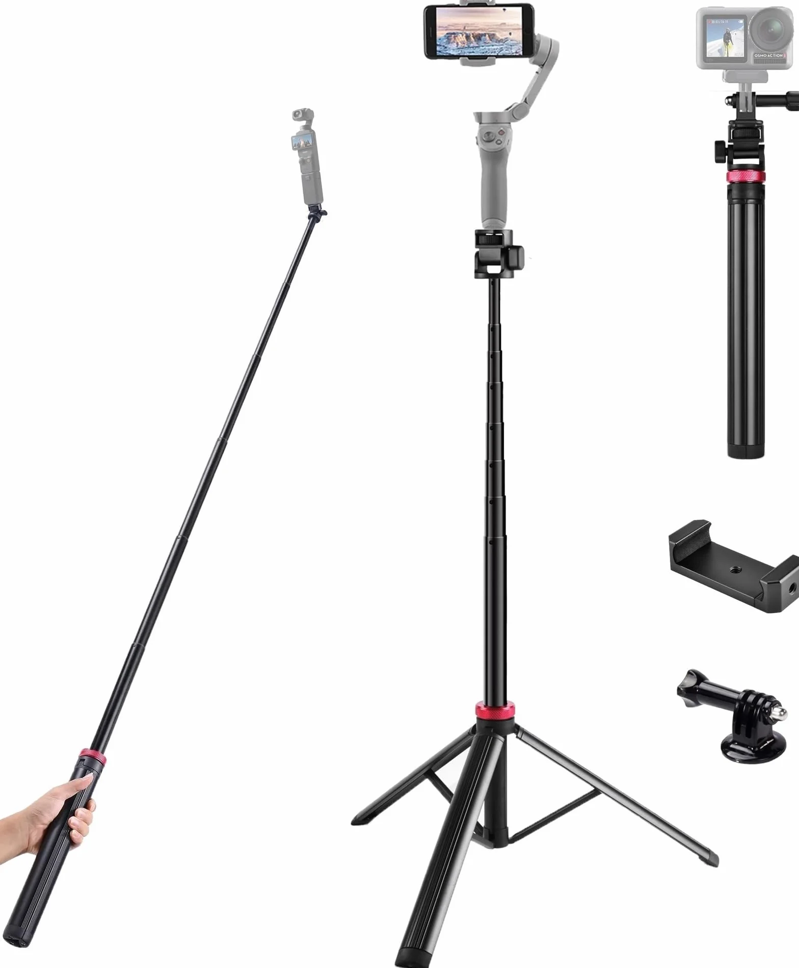 Osmo-Mobile - Treppiede da pavimento per DJI Osmo Mobile SE 7P 7 6 5 4 / Osmo-Pocket 3 2 1 / Osmo Action 5 pro 4 3 2 1