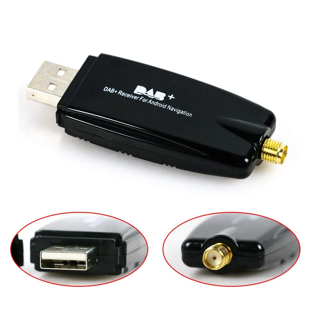 Ricevitore/adattatore DAB con antenna - adatto per Android 5.1 e versioni successive.