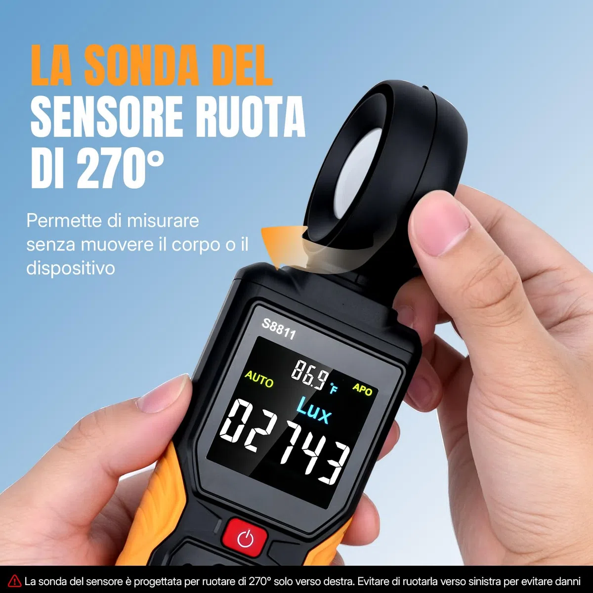 Mcbazel Misuratore di Luce Digitale, Lux/FC 200.000 Misuratore di Illuminazione ad Alta Precisione con Sensore Ruotabile a 270° e Display a Colori HD con Temperatura Ambiente per Piante, Fotografia
