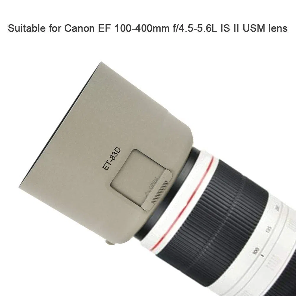Paraluce per Fotocamera ET-83D Paraluce in plastica Bianca per EF 100-400mm f/4.5-5.6L IS II USM Evita la foschia Durante Il Flash in controluce o la Fotografia Notturna