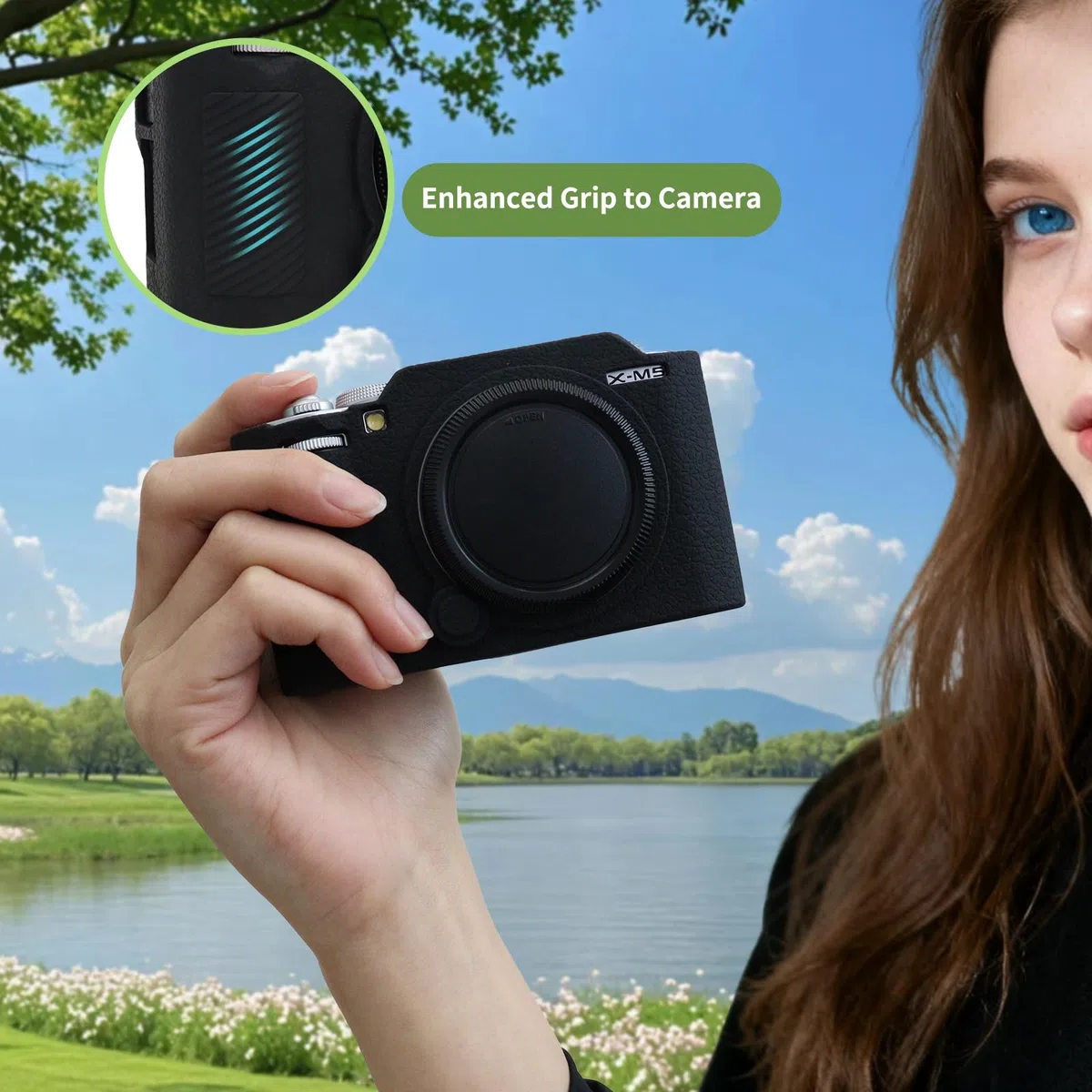 MUZIRI KINOKOO Custodia compatibile con Fujifilm X-M5/Fuji XM5 fotocamera digitale, Custodia morbida in silicone per Fuji X-M5 con superficie opaca design - Antiscivolo e antigraffio - Nero