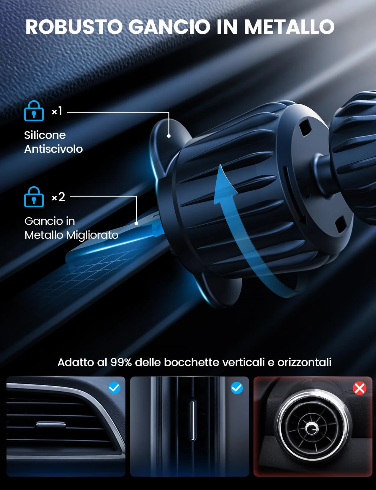 Lamicall 15W Caricatore Wireless Auto per MagSafe - [Ricarica Super Rapida] Ultra Magnete, Caricatore Supporto Magnetico Telefono Auto con Gancio Metallo, Mani Libere, per iPhone 17 16 15 14 13 12