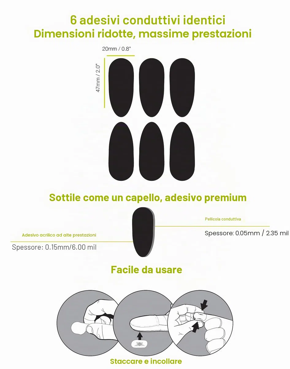 Adesivi touch screen conduttivi ultra sottili per guanti