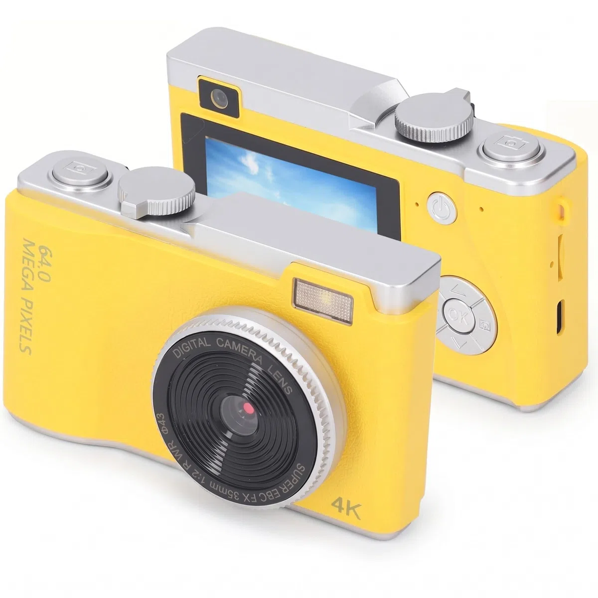 Fotocamera Digitale retrò 1080P, Fotocamera Digitale Inquadra e Scatta da 48 MP Vintage, Fotocamera per Vlogging FHD Fotocamera Selfie - Schermo HD da 2,4 Pollici, Zoom Digitale