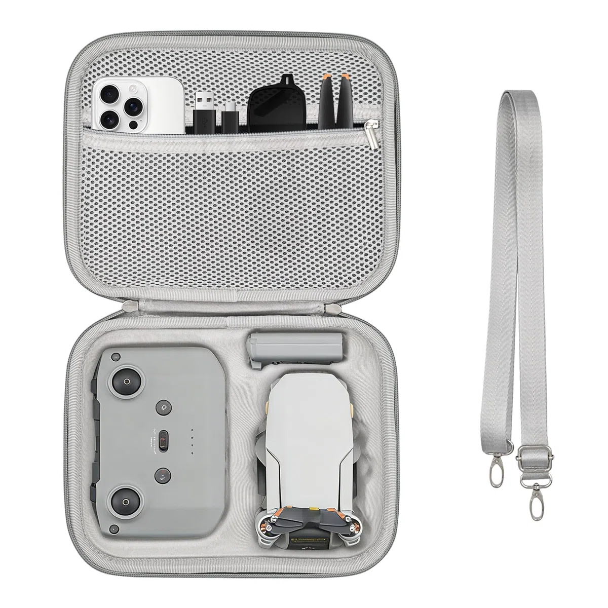 Mini Custodia per DJI 4K, Sacchetto Trasporto per Mini 2 SE, Borsa Portatile per Accessori Drone e Controller, Valigetta Compatta Impermeabile con Cintura Spalla, Grigio