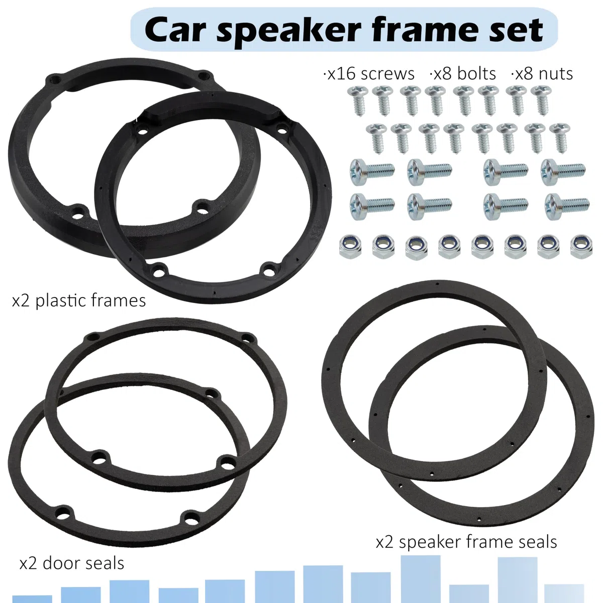 Aerzetix - Kit di 2 adattatori/supporti per altoparlanti Ø165mm | porte anteriori | compatibile con Mercedes Sprinter Viano Vito VW Crafter