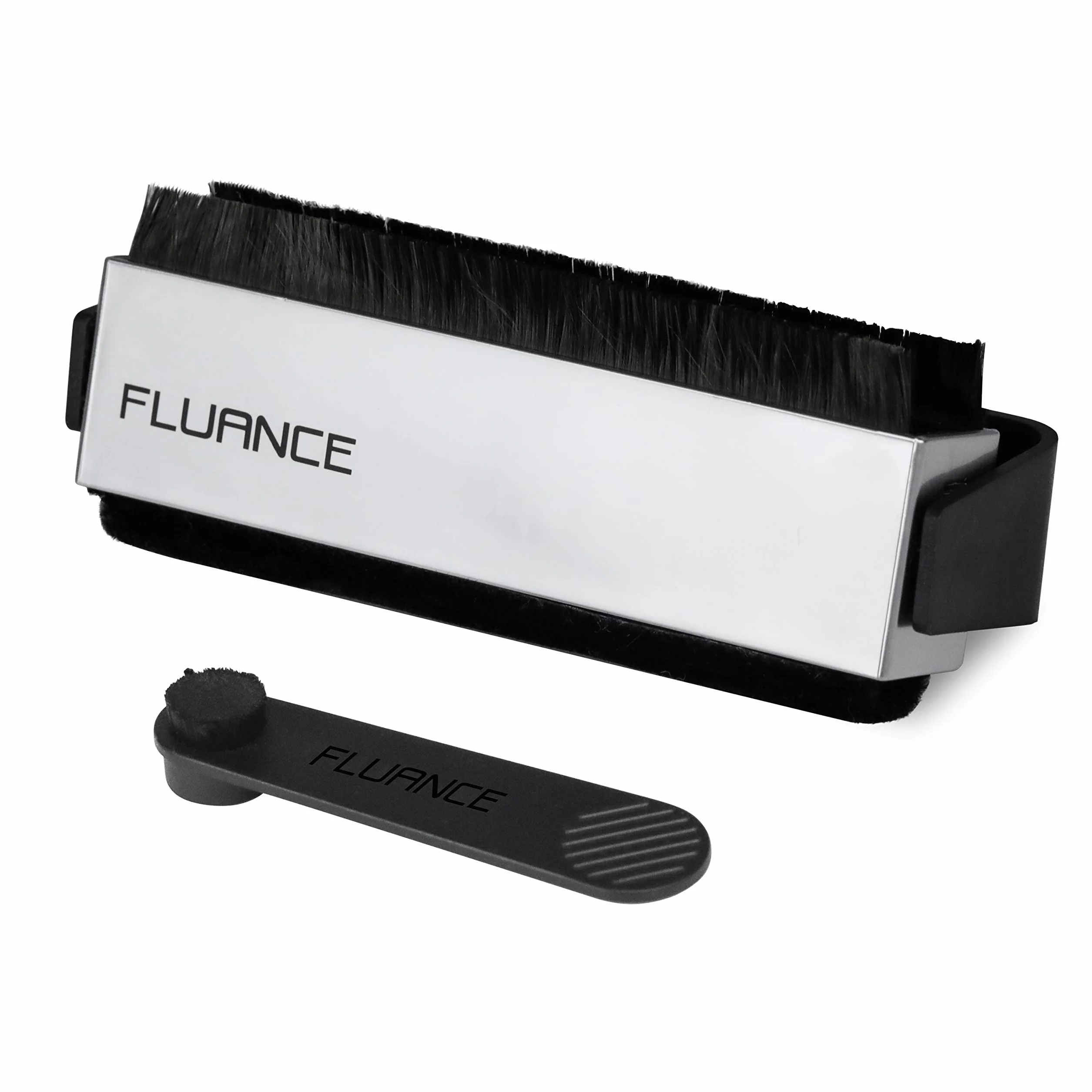 Fluance Kit di pulizia per dischi in vinile e pennino, con spazzola antistatica 2 in 1 in fibra di carbonio e morbido velluto LP e pennello stilo (VB52)