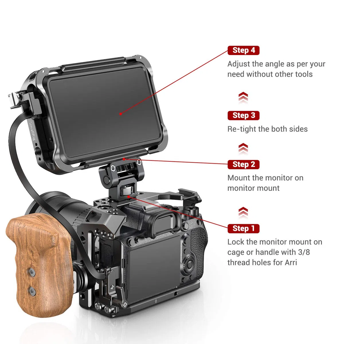 SMALLRIG ARRI-Style Monitor Mount Tilt Supporto EVF con Locating Pins per ARRI Standard - 2174B