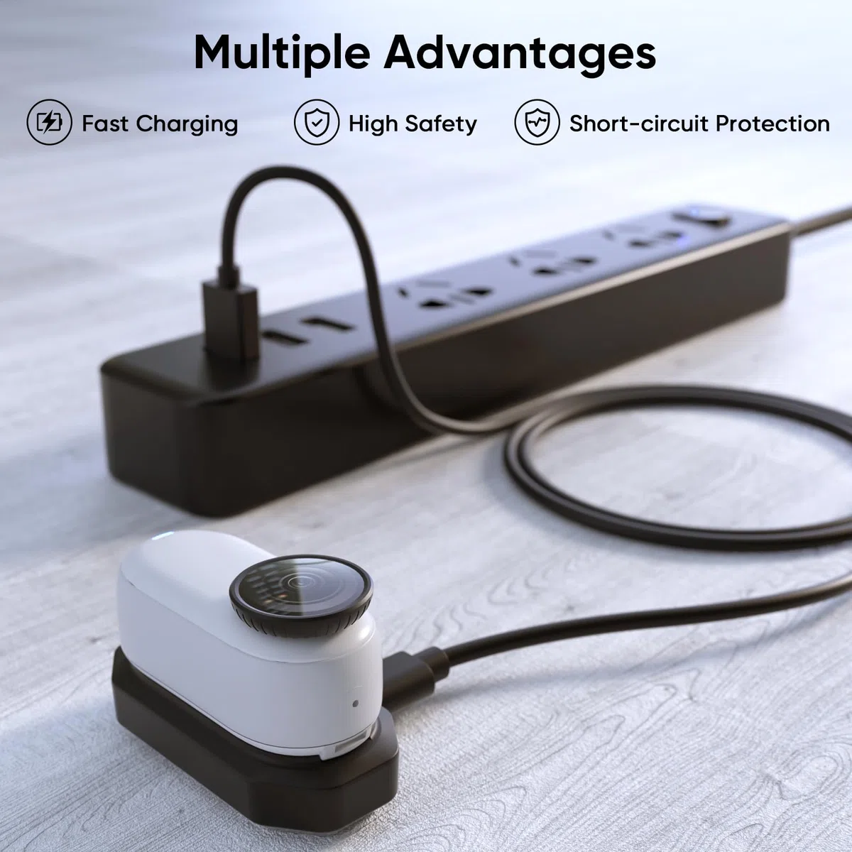 Stazione di ricarica per Insta360 Go 3/Go 3S Caricabatterie di ricambio (2 cavi USB-A e Type-C)