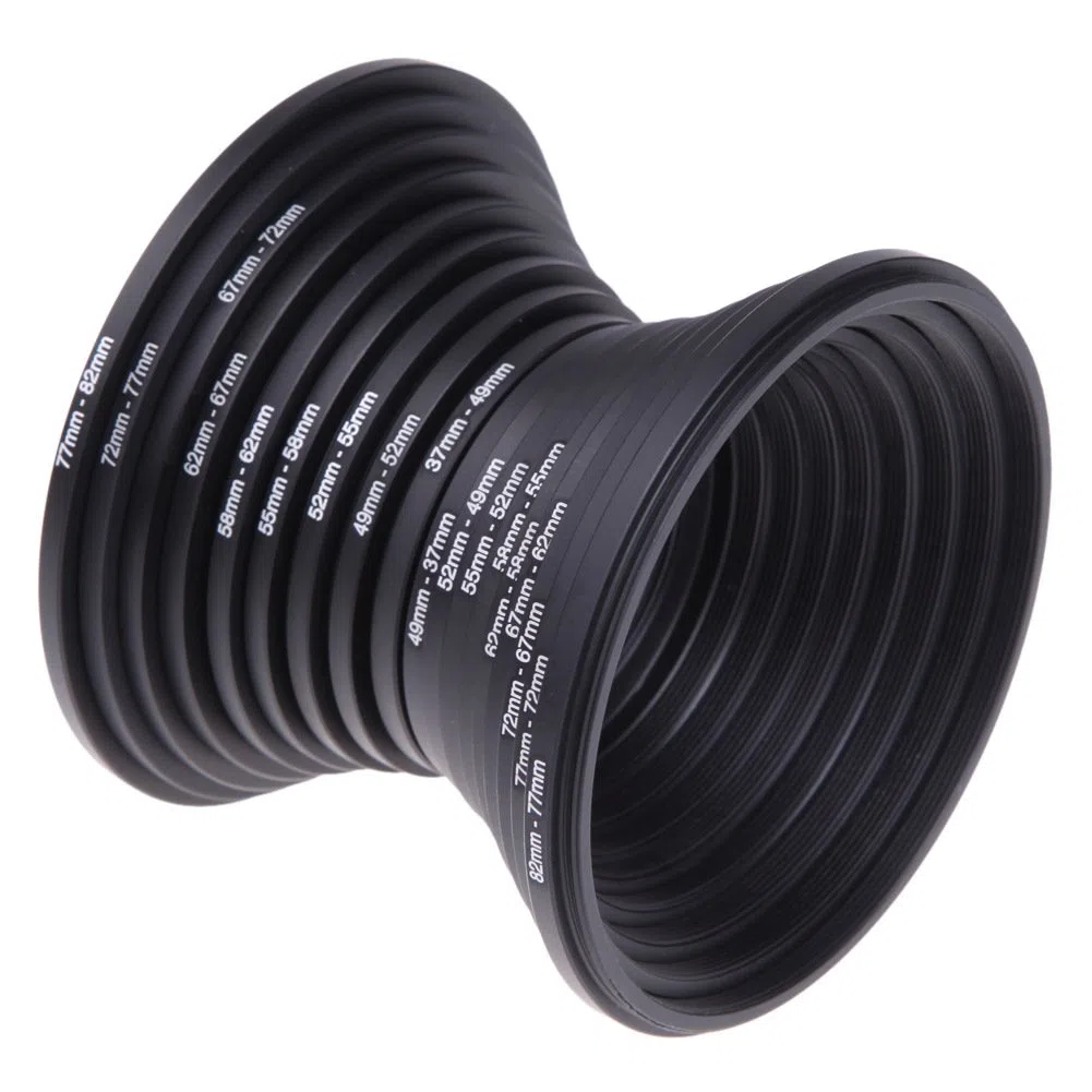zalati Set di adattatori per anelli filtranti, 18 anelli adattatori in metallo per filtri per lenti fotografiche, 9 anelli Step Up e 9 anelli Step Down