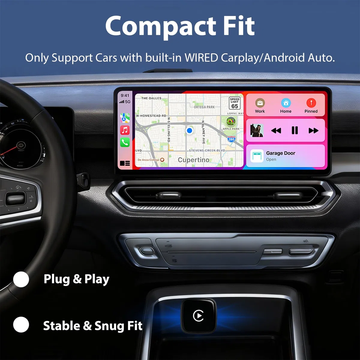 CarPlay & Android - Adattatore per auto wireless 2 in 1 USB-C/USB-A, connessione automatica rapida, convertitore plug & play per veicoli con CarPlay/Android Auto dal 2016 in poi