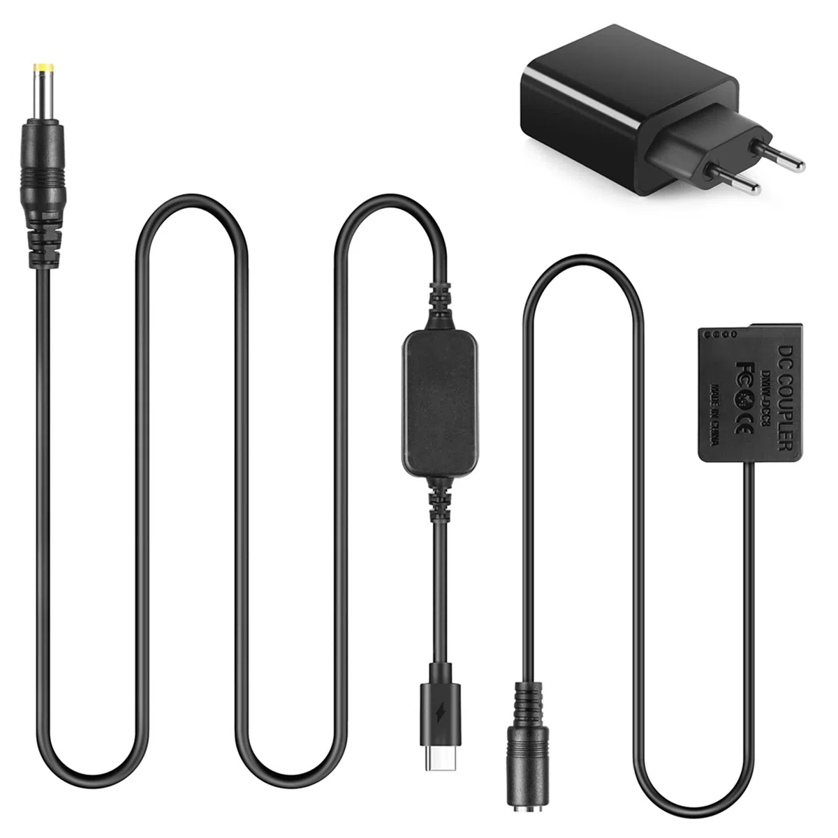 DMW-DCC8 Adattatore USB-C Accoppiatore batteria fittizia Kit adattatore PD Sostituisci batteria DMW-BLC12 per Panasonic Lumix DMC-FZ300 FZ1000 GH2 G5 G6 G7 G80 G81 G85 G90 G95