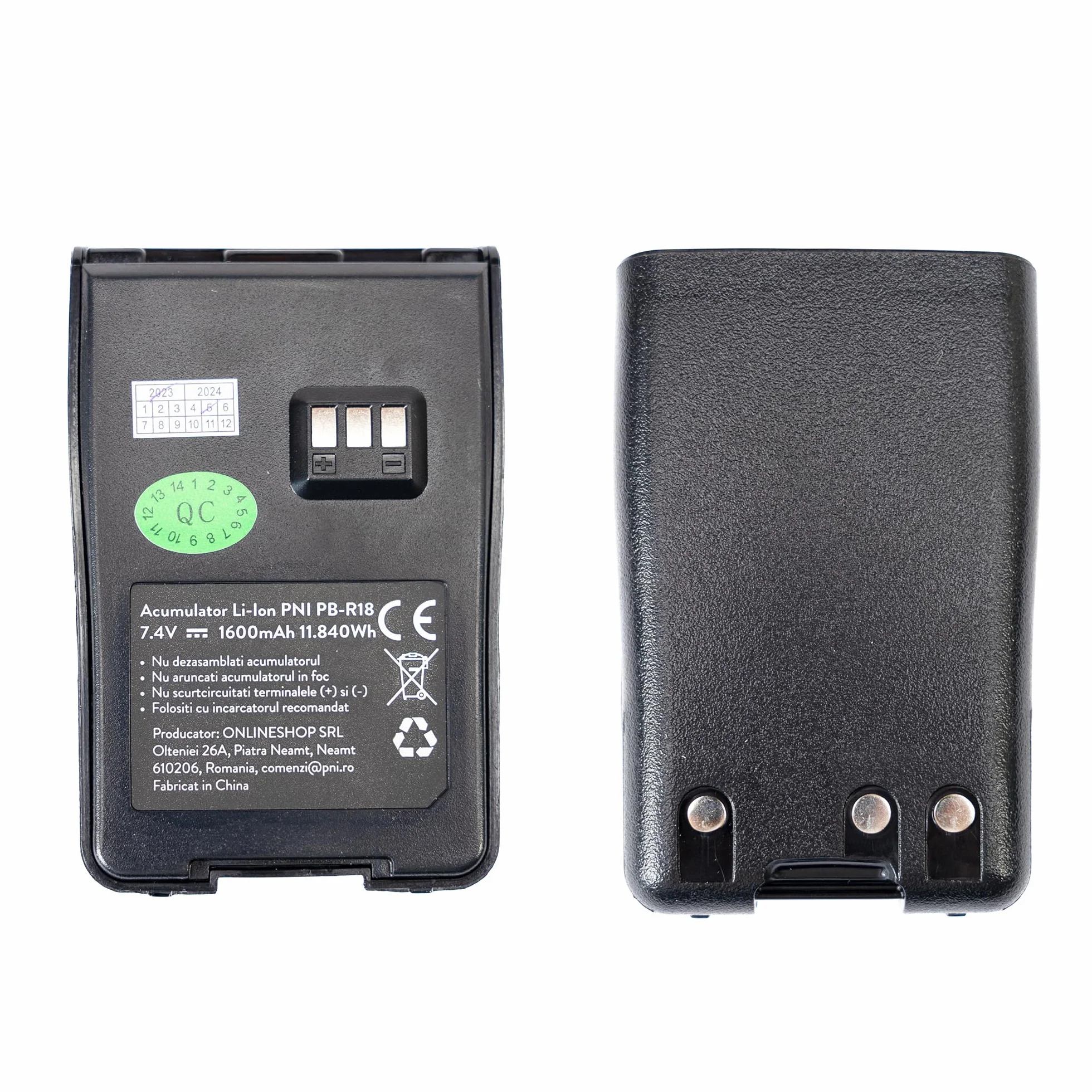 PNI Batteria PB-R18 per stazione radio portatile PNI PMR R18, Li-Ion, 1600 mAh, 7,4 V