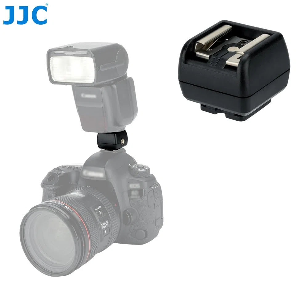 JJC Compatibile con flash da studio su scarpe standard ISO o Multi Interface Shoe, adattatore flash con presa Sync (2 pezzi)
