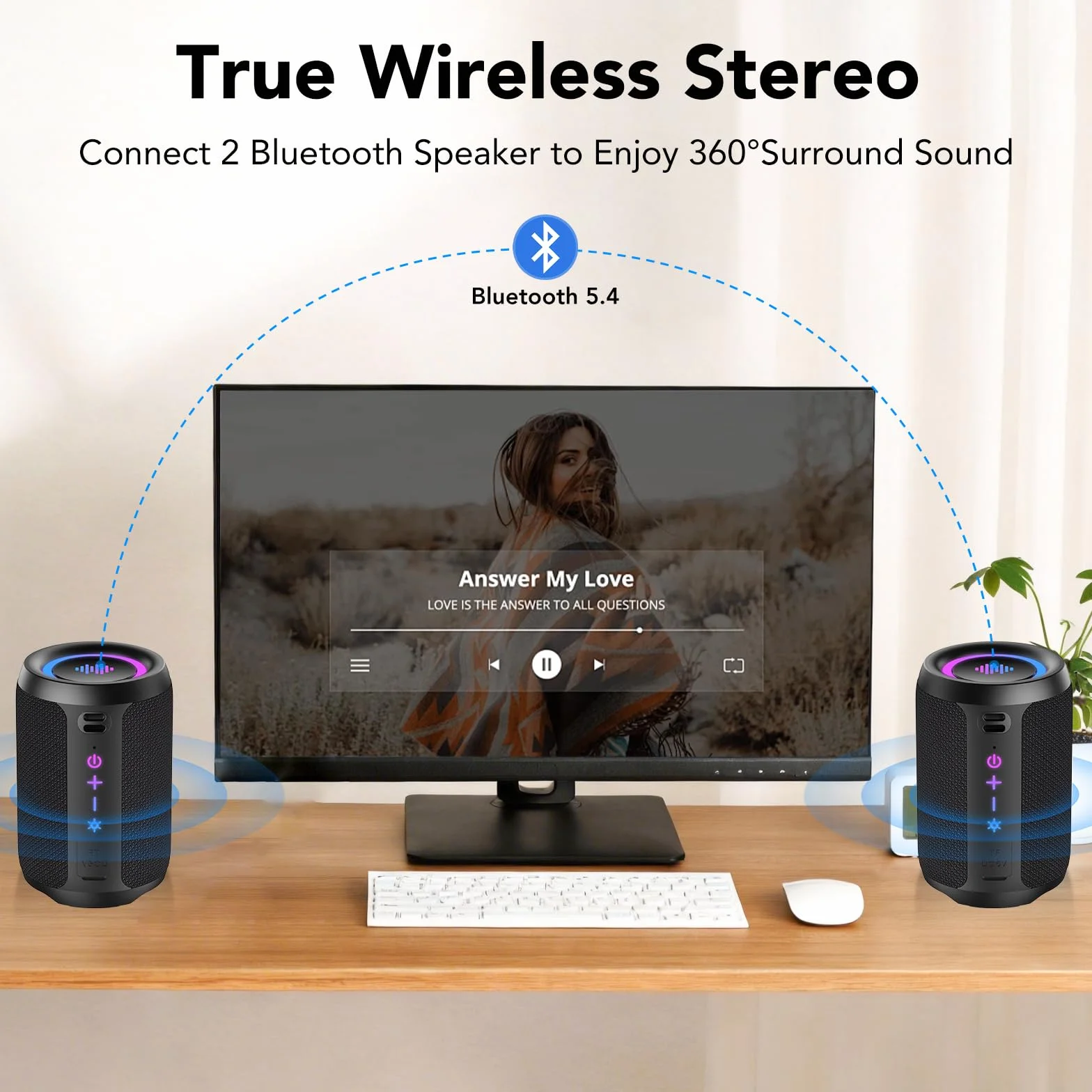 Cassa Bluetooth Portatile Potente 15W, Mini Altoparlante Bluetooth 5.4, Accoppiamento TWS, Bassi Potenti, IPX7 Impermeabile, Luci LED Colorate, 12 Ore di Autonomia, Speaker Bluetooth da Esterno Feste