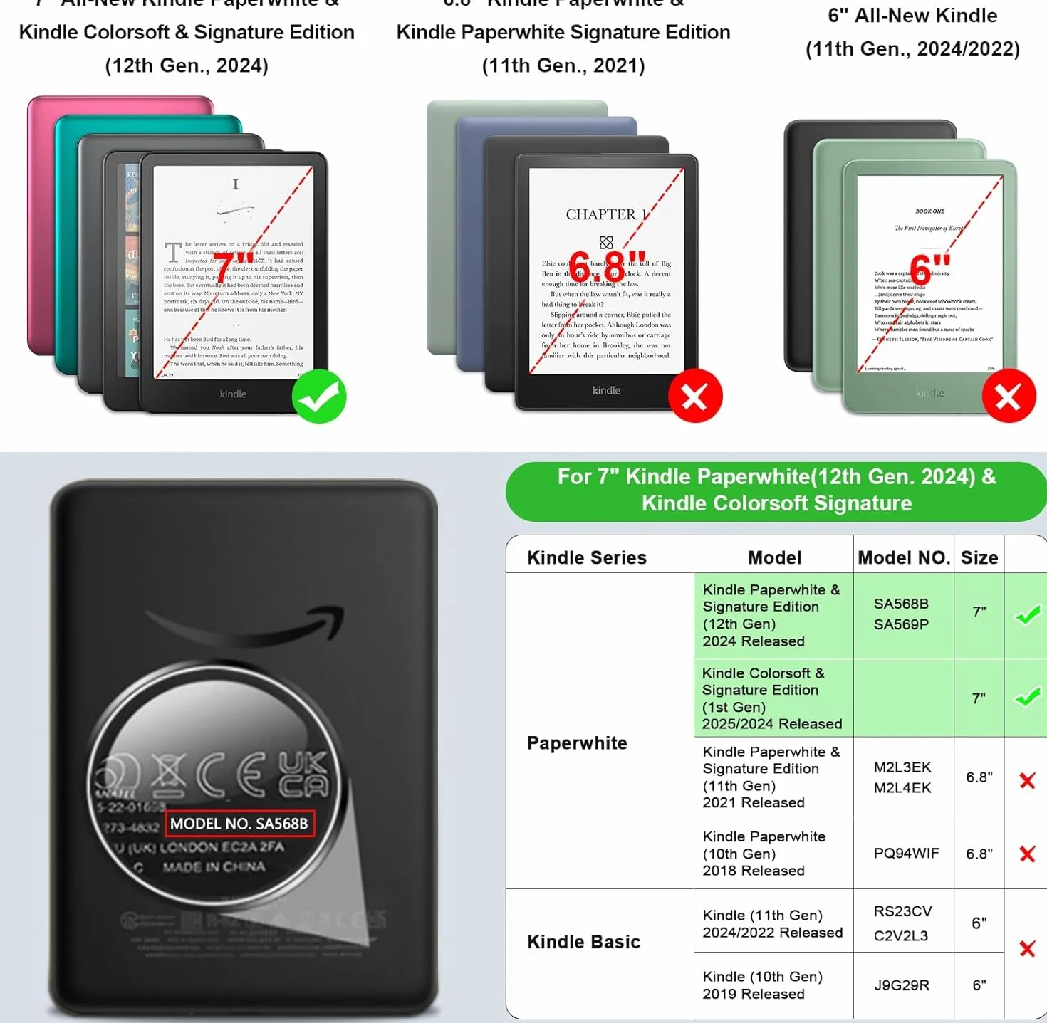 FINTIE Custodia per 7" Kindle Paperwhite (12ª Generazione, 2024) e Kindle Colorsoft (1ª Generazione, 2025/2024), Custodia Sottile e Leggera con Cinturino Auto Sveglia/Sonno, (Verde)