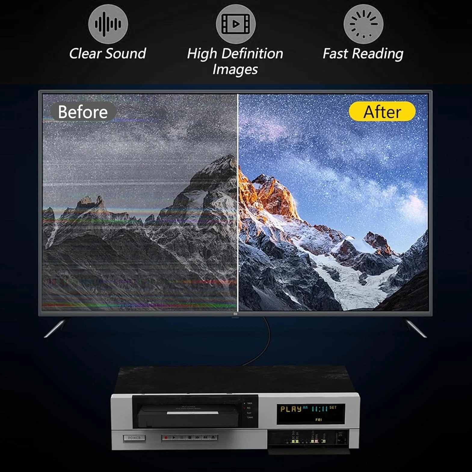 XUMIUZIY VCCHILE CHILES A Testa VCR per VHS, Giocatori di Videoregistratore, Detergente per la Testa Video Riutilizzabile della Tecnologia Bagnata, Rimuove la Polvere e Migliora la