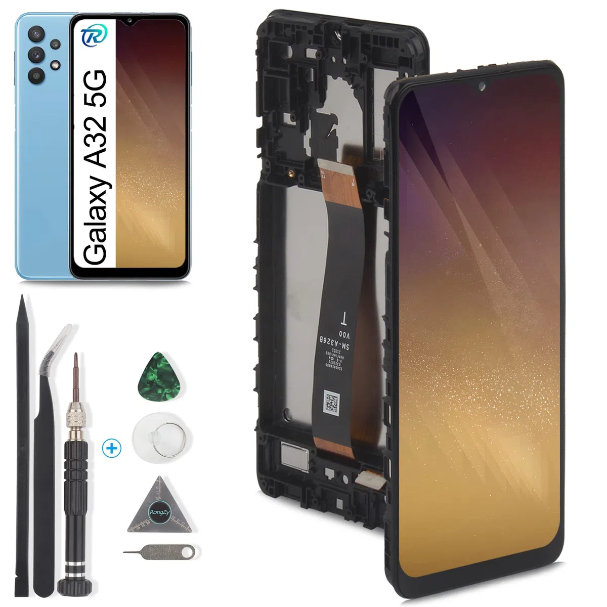 RongZy LCD Schermo per Samsung Galaxy A32 5G A326 SM-A326B Display Digitizer Assembly Vetro di Ricambio Touch Screen con Strumenti (Nero con Cornice)