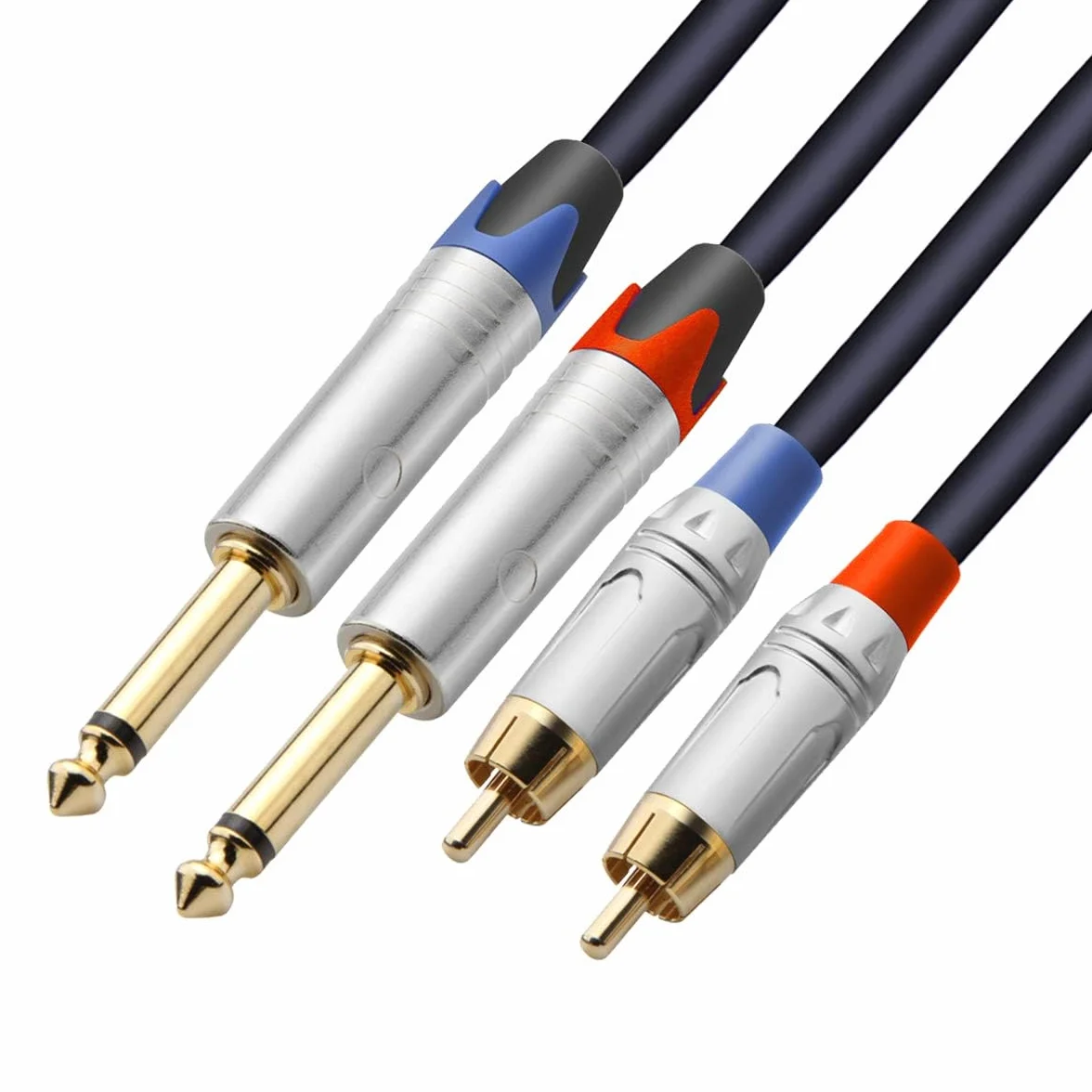 Tisino Cavo RCA a Jack, Cavo 2 RCA a 2 Jack 6,3 mm per Ricevitore AV, Amplificatore, Sistema Audio Stereo HiFi - 3 m
