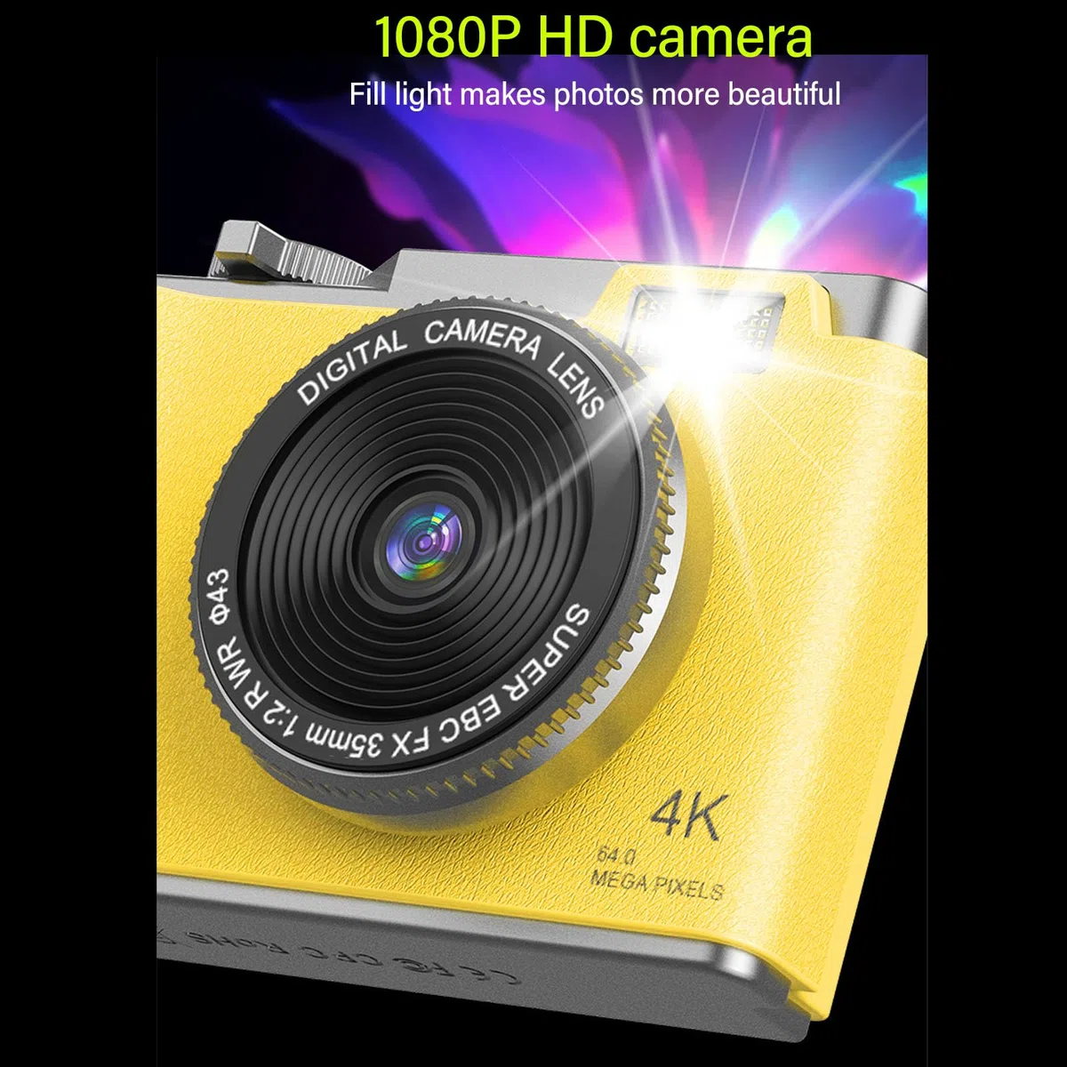 Fotocamera Digitale retrò 1080P, Fotocamera Digitale Inquadra e Scatta da 48 MP Vintage, Fotocamera per Vlogging FHD Fotocamera Selfie - Schermo HD da 2,4 Pollici, Zoom Digitale