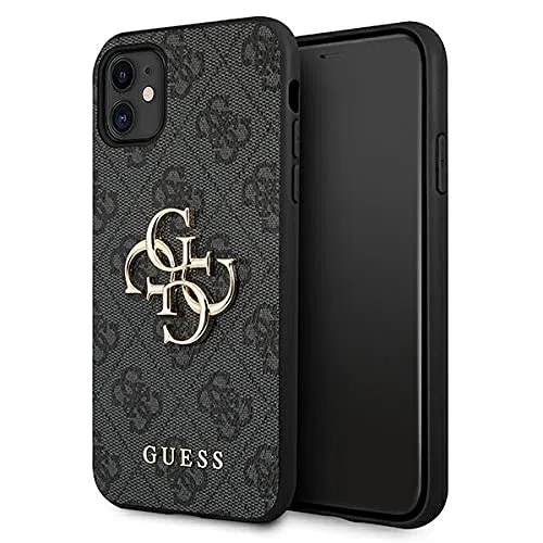 GUESS GUHCN614GMGGR - Cover per iPhone 11 6,1", colore: Grigio 4G, logo Big Metal