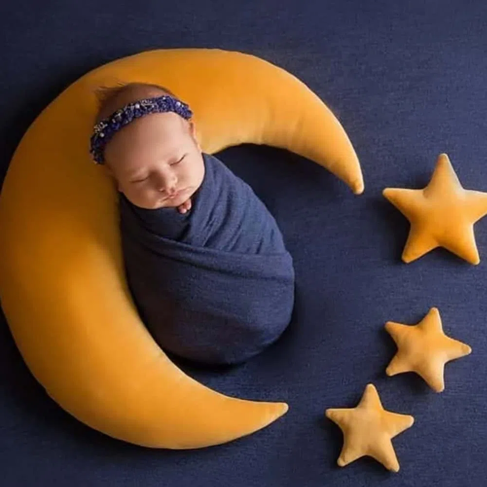 Puntelli per Fotografia Neonato, Cuscino per Allattamento per Bambini, Cuscino a Forma di Luna e Stella, Neonati Photo Shooting Accessori Servizio Fotografico Cuscino