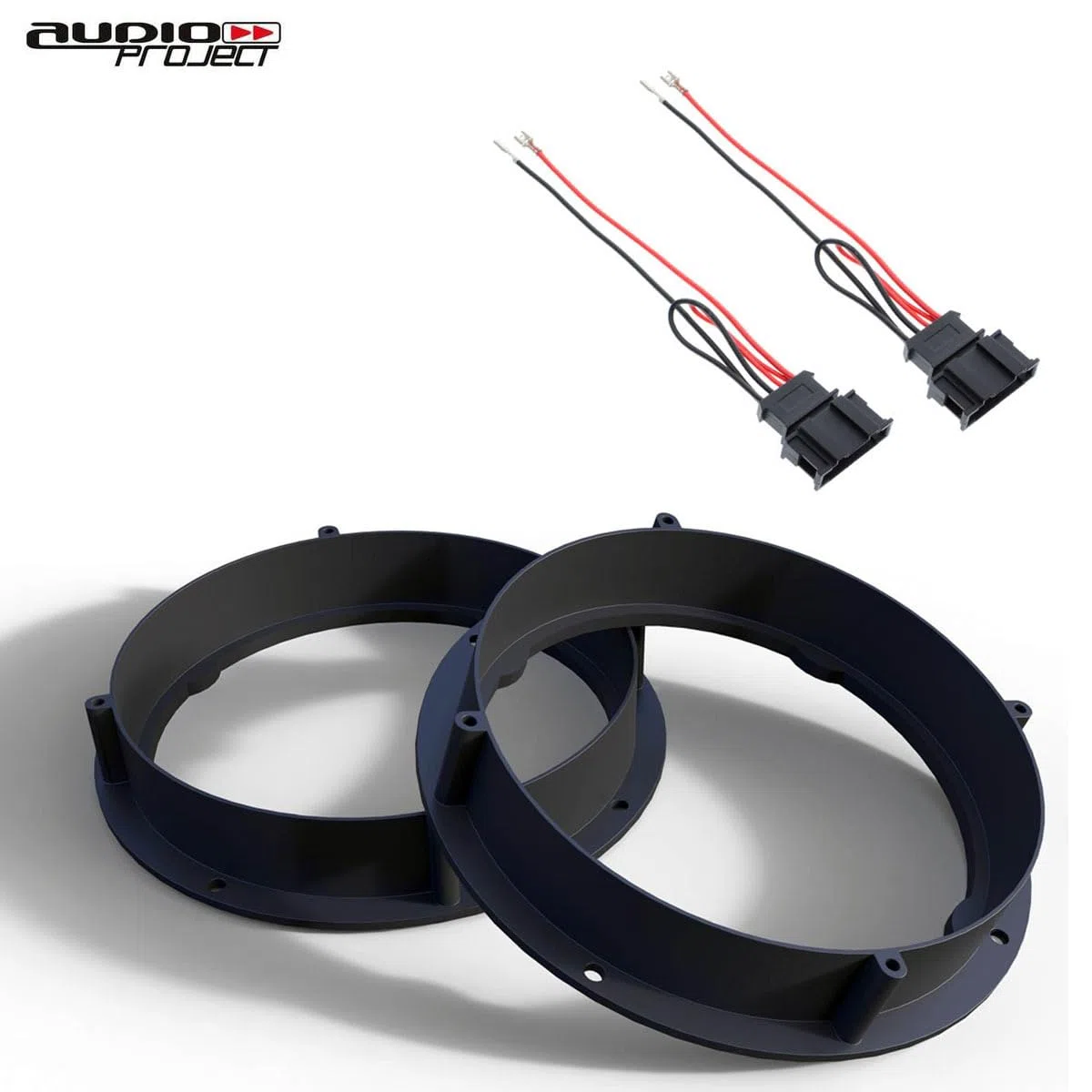 Audioproject A416 - Set di anelli per altoparlanti + cavo adattatore compatibile per VW Golf 6 7 Passat Bora Beetle Seat Leon Toledo Ateca Skoda Fabia Oktavia Yeti 165mm adattatori per altoparlanti