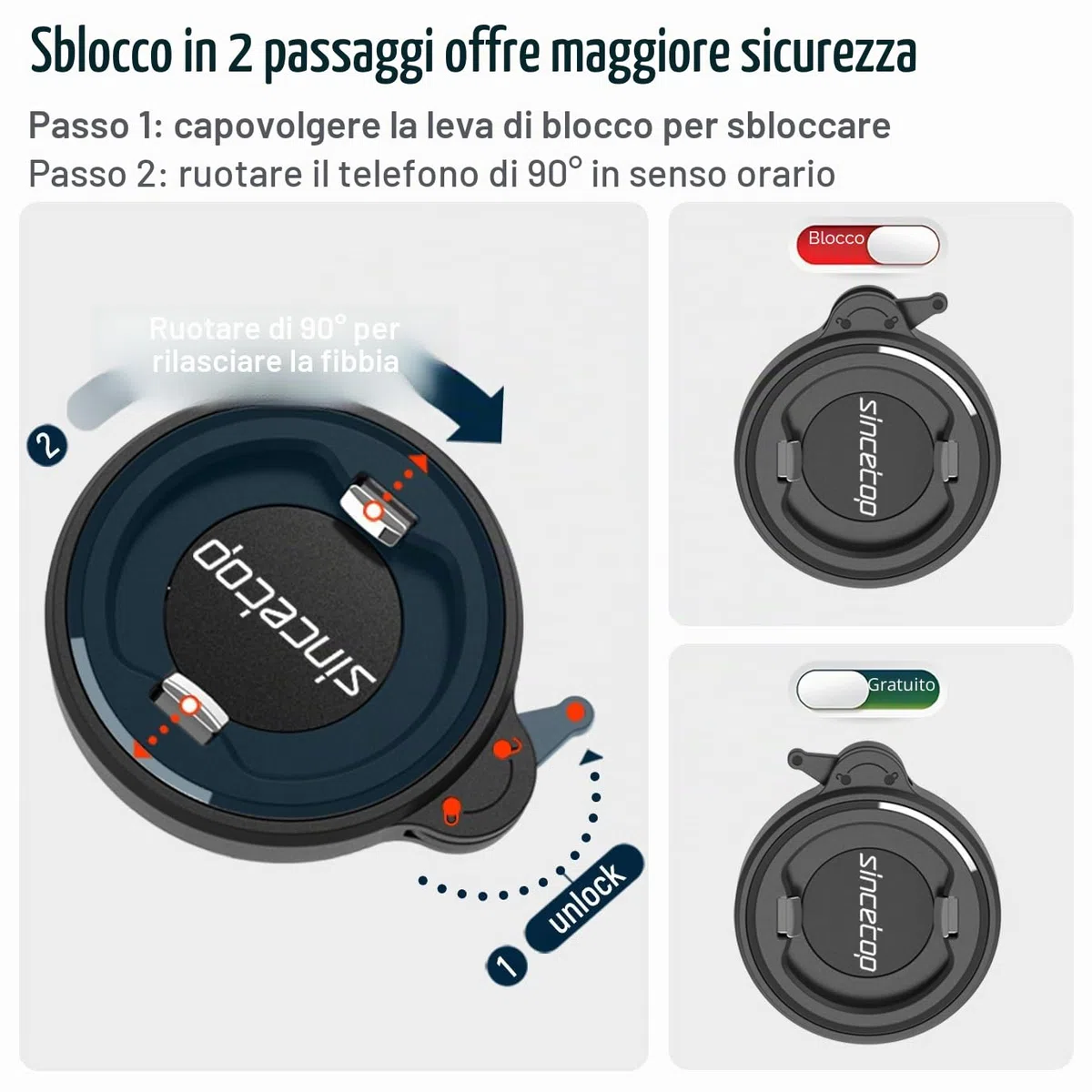 sincetop Porta cellulare bicicletta, supporto telefono strada bici/moto con adattatore universale, anteriore da manubrio per mountain bike, scooter, bici elettriche e moto 【Serie C - 1a Gen】