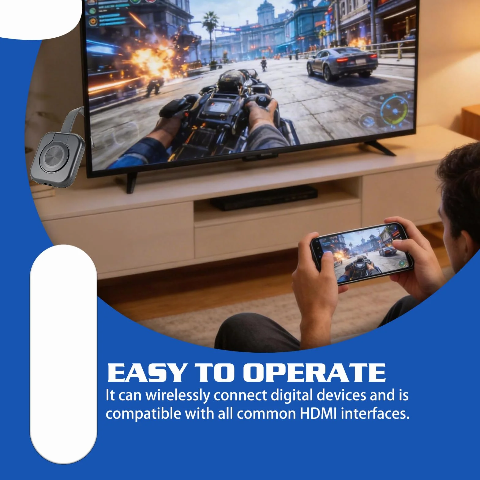 Adattatore Wireless HDMI 4K HD, Display Adattatore con Screen Mirror per Miracast/DLNA/AirPlay, HDMI Dongle compatibile con Android, OS, Windows, TV, proiettore, laptop, smartphone, tablet monitor